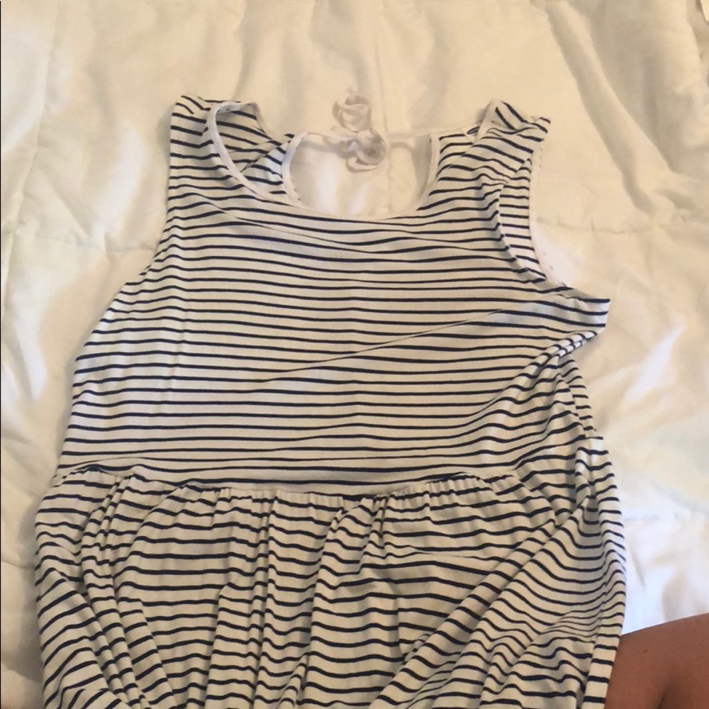 Colton blue and white striped dress.
